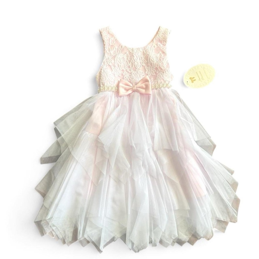 American Princess Pink Lace Tulle Tiered "Twirl" Dress Size 5